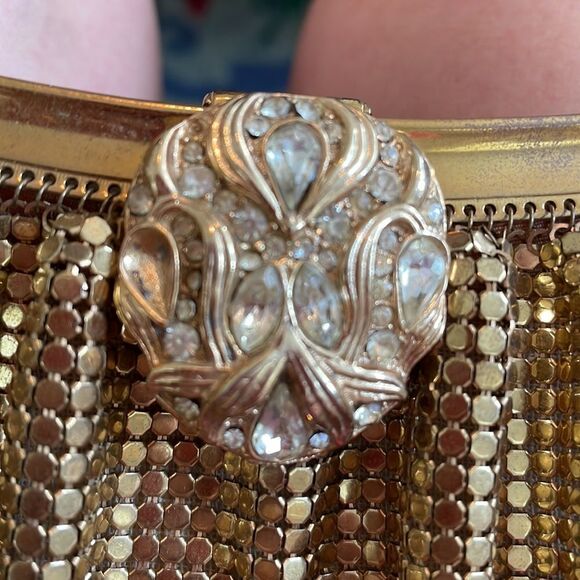 Vtg 50s/60s Whiting & Davis gold metal mesh evening bag - Picture 8 of 8